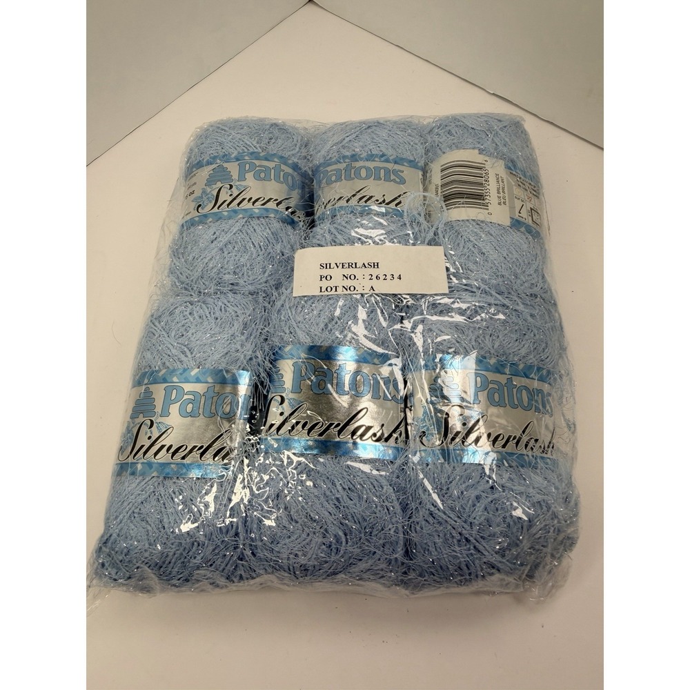 Patons Yarn Skein Silverlash Blue Brilliance Metallic Lot Of 11